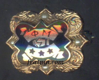 Phi Mu - 4 Pearls and Chased Edging